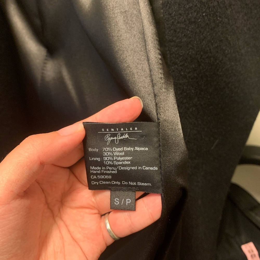 Sentaler Mid Length Wrap Coat Ribbed Sleeves S - Picture 5 of 6